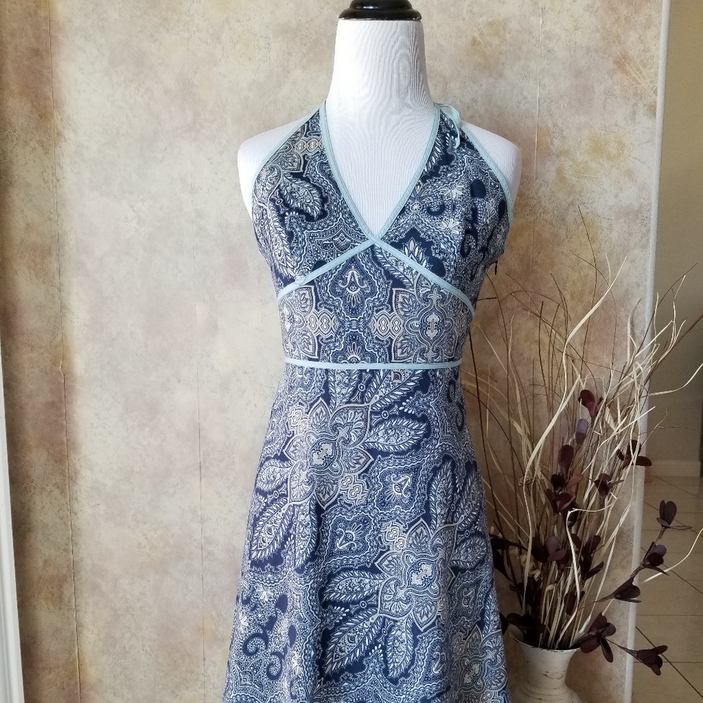 2 for $20 BCBGMaxazria Blue Paisley Halter Dress